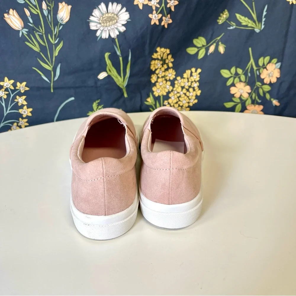 H&M Womens Faux Suede Slip On Sneakers 9.5 Pink Flats NWT